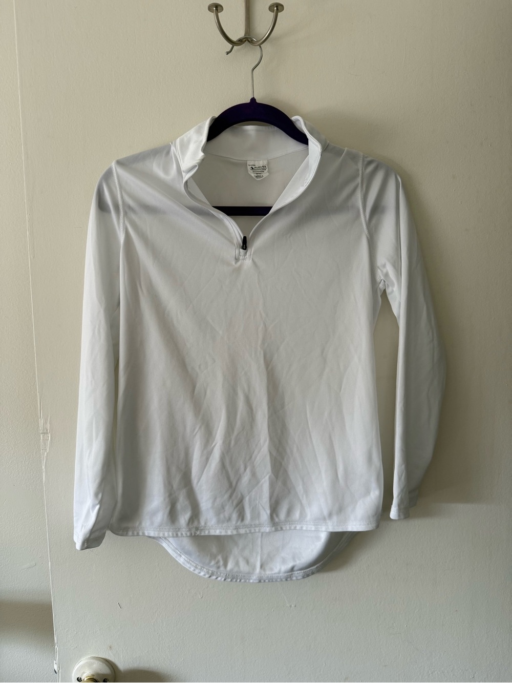 Women’s White Quarter-Zip Long Sleeve Top